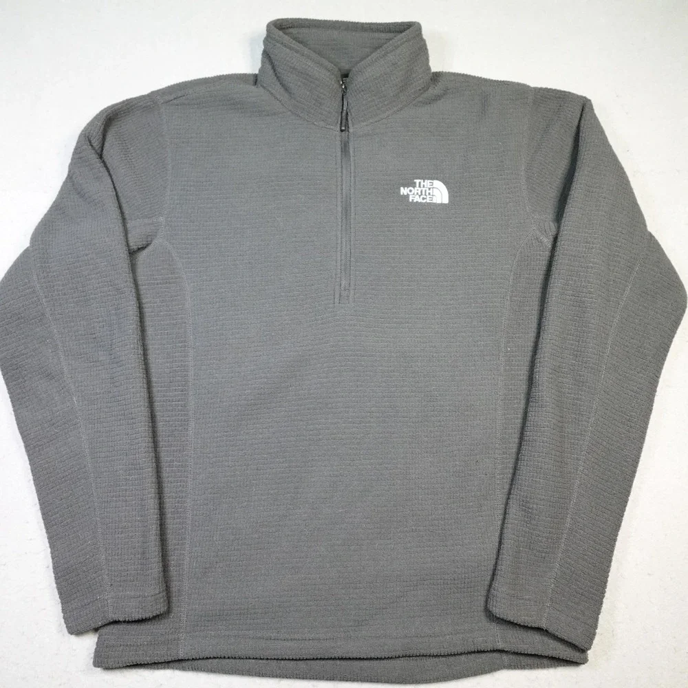 The North Face Pullover Mens S Gray Quarter Zip Grid Fleece Hiking Activewear